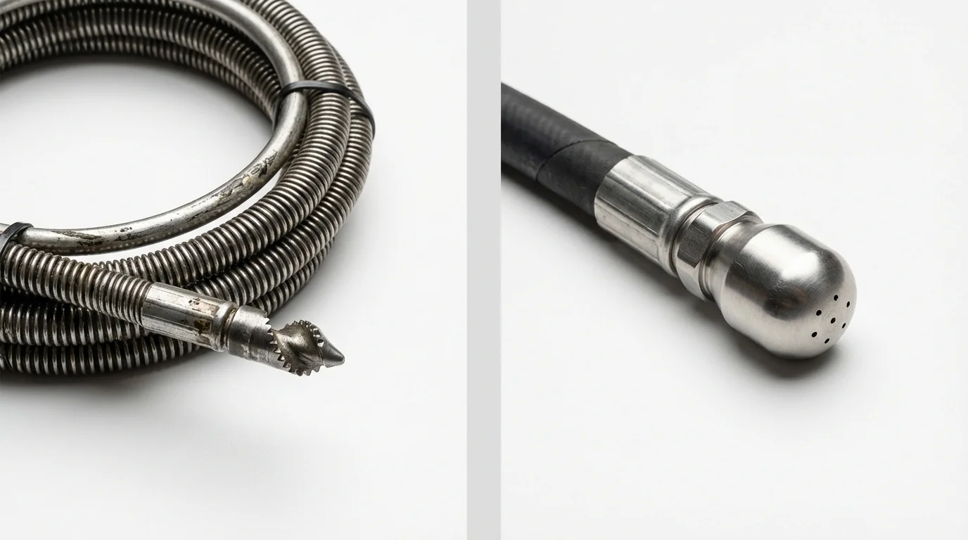 Drain snake cable and hydro jetting nozzle used for drain cleaning in Mayo, FL