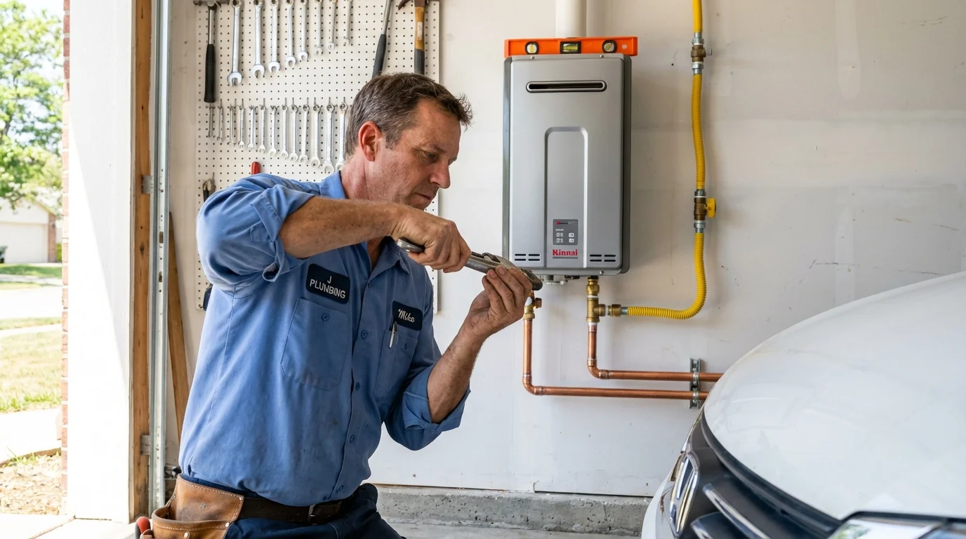 Tankless water heater installation by a Johns Plumbing LLC plumber in Mayo